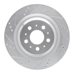 Tesla Model 3 Brake Rotor (1) - Rear Left - R1 Concepts - Drilled & Slotted - Silver - `17-`25